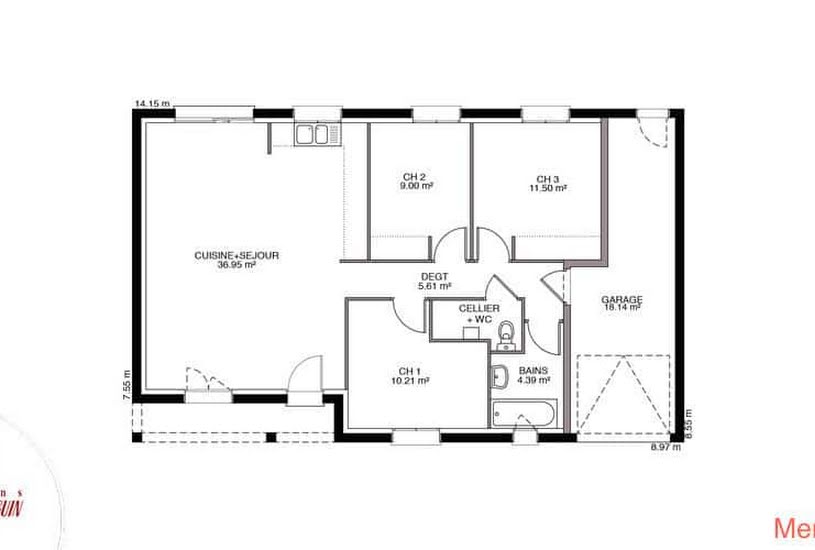  Vente Terrain + Maison - Terrain : 1 174m² - Maison : 74m² à Épannes (79270) 