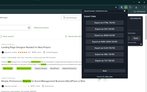 Upwork Scraper: Export Jobs, Freelancers, Reviews & more Preview 4