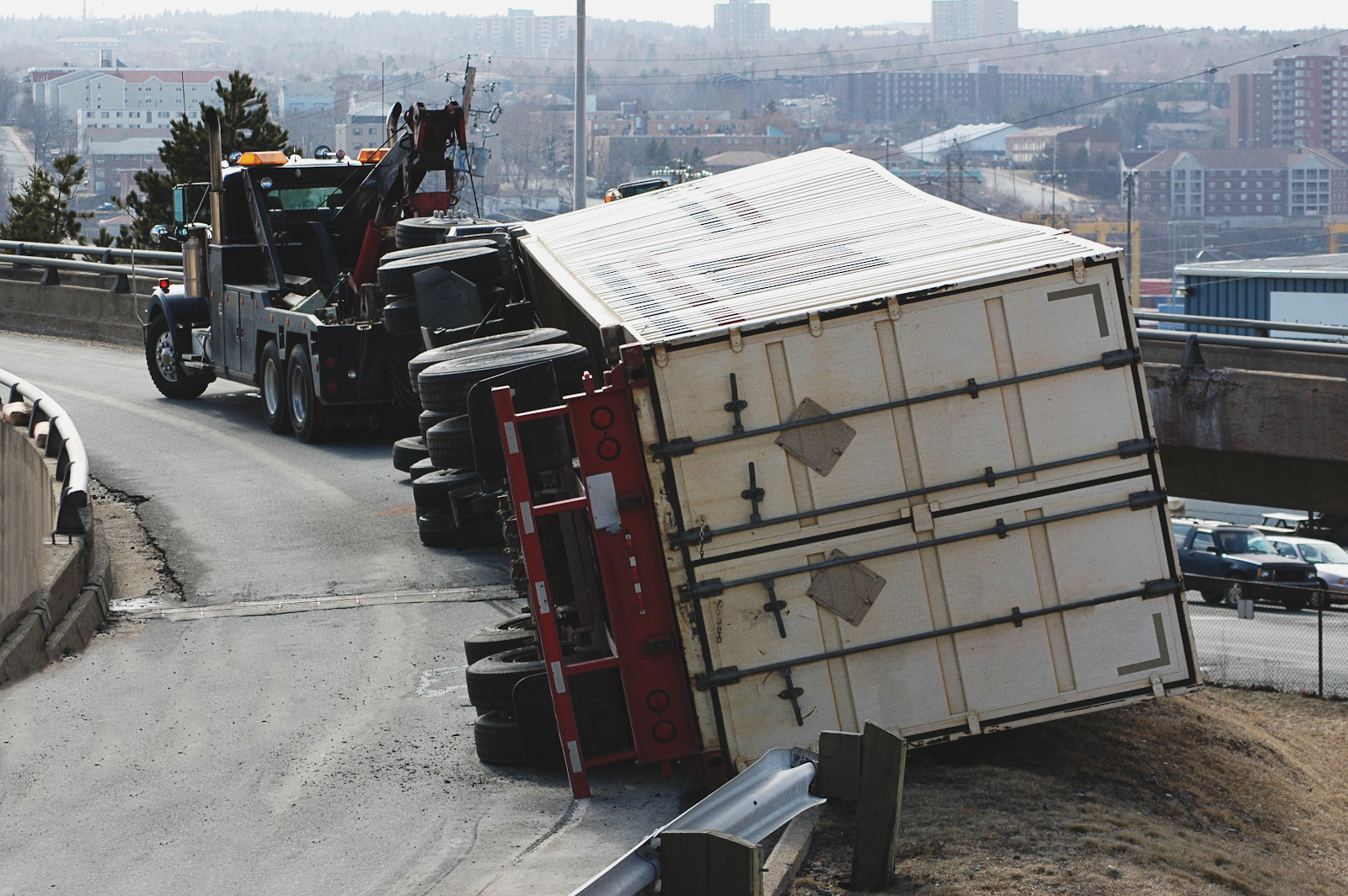 truck flipped over in a truck accident