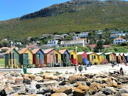 The colourful changing room houses on the Muizenberg beach.