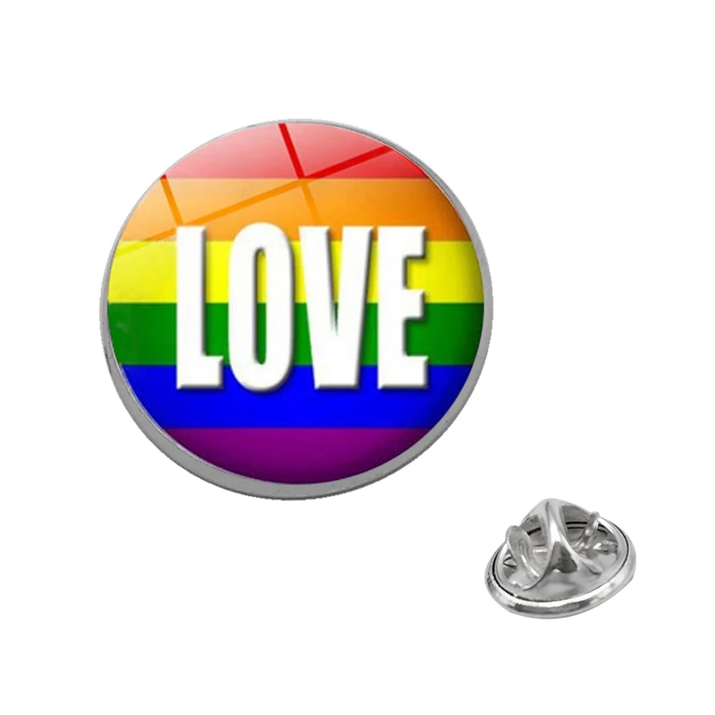 LGBT Pride Rainbow Glass Brooches Pins, Round Badge Lapel Pin Jewelry for Lesbians, Gays, Bisexuals, and Transgender ind