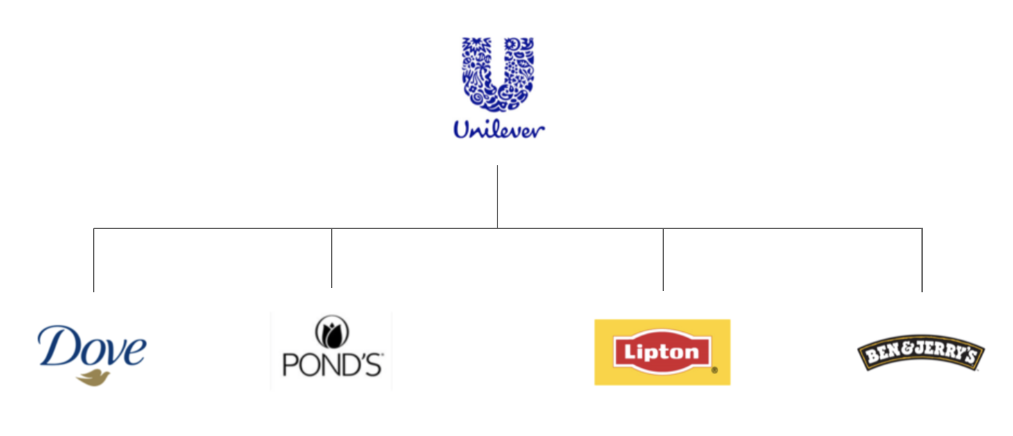マルチブランド戦略を採るユニリーバ社の簡易的ブランド体系図