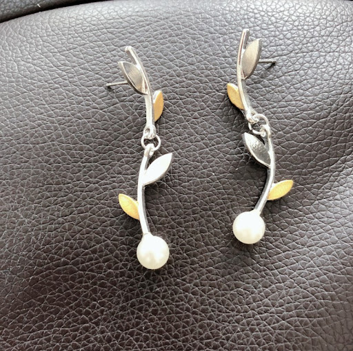 Title 2, Retro 925 Silver Color Separation Leaf Pearl Ea...