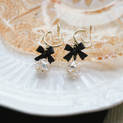 Title 2, Black Bow Earrings Niche Retro High End Mosquit...