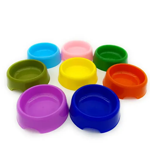 Solid Color Pet Bowl Plastic Dog Bowl Cat Bowl Round Singlebowl Thickened Eco-Friendly Dogbowl Pet Supplies Dog Accessor