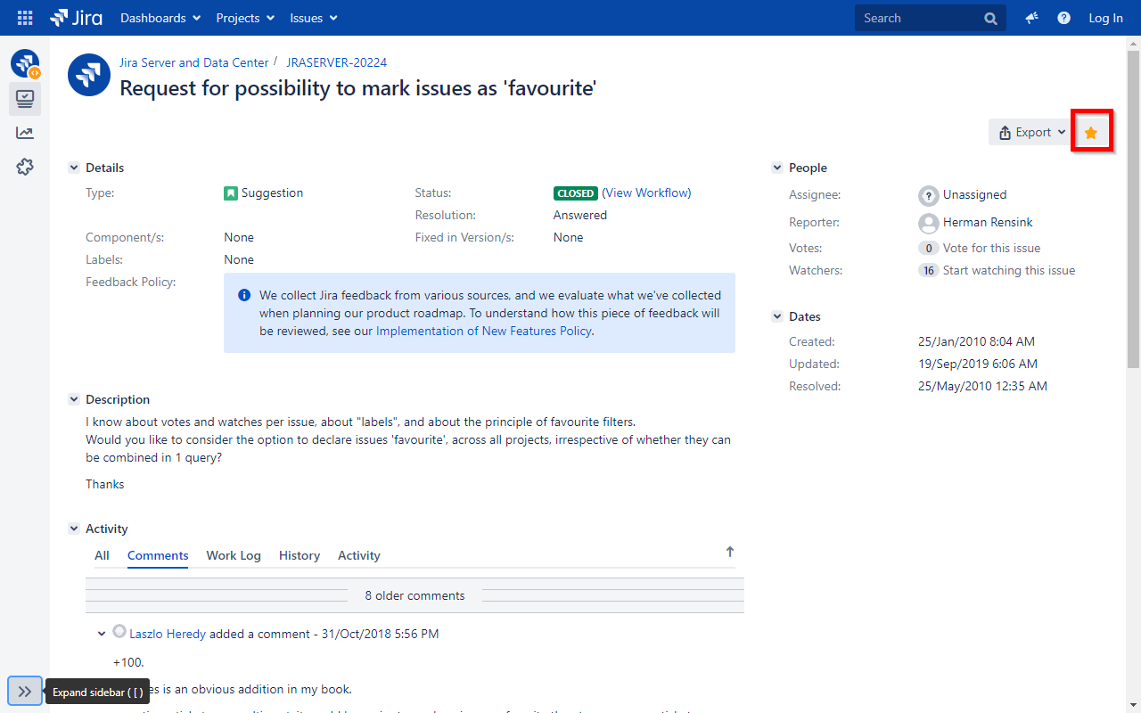 Jira Favorites Preview image 1