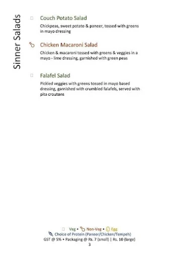 Salad Matters menu 