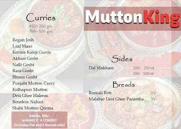 Mutton King menu 