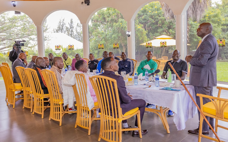 DP Rigathi Gachagua speaking to sports team at his Karen Residence on March 28,2024