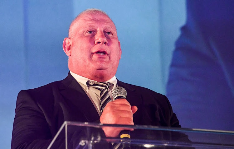 Rudolf Straeuli introducing Francois Pienaar during the Hollard Sport Industry Awards 2019 at the Deck at The Wanderers on November 22, 2019 in Johannesburg, South Africa.