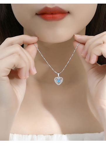 Title 6, 999 Sterling Silver Necklace Female With Hearts...