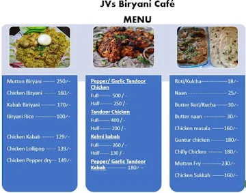 JV's Biryani Cafe menu 