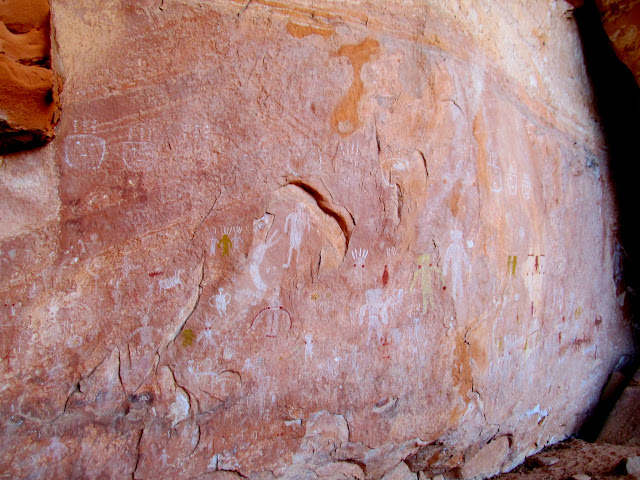 Wall covered in pictographs