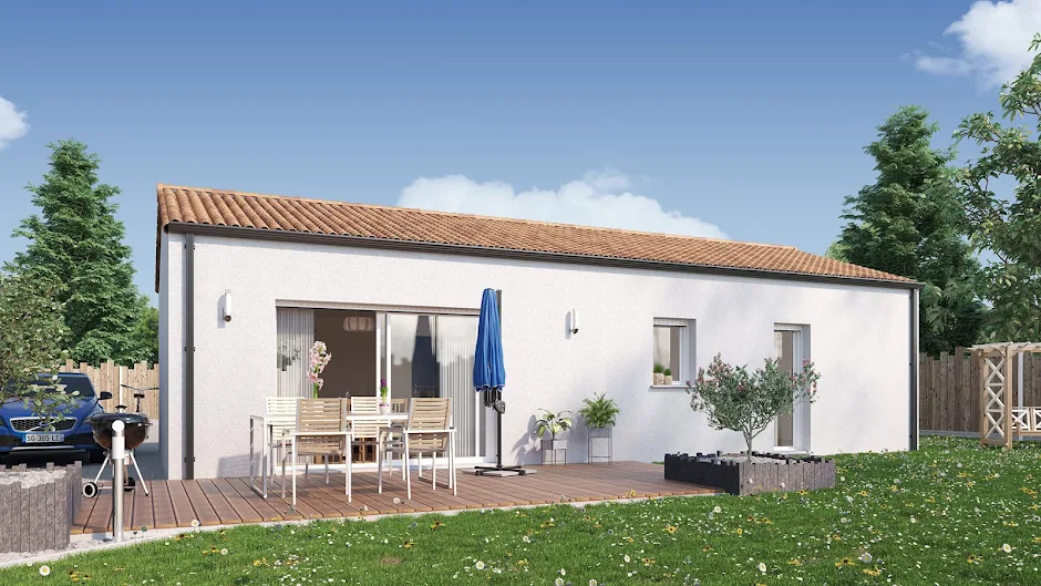 acheter Maison à Roche-sur-Yon (85) - Extérieur maison avec terrasse en bois