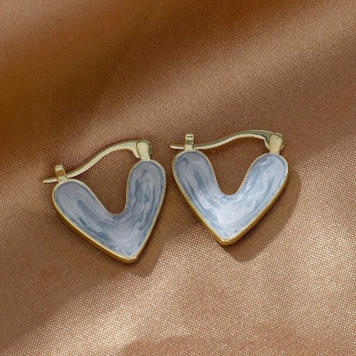 Title 6, French Style Minimalist Heart-shaped Drop Earri...