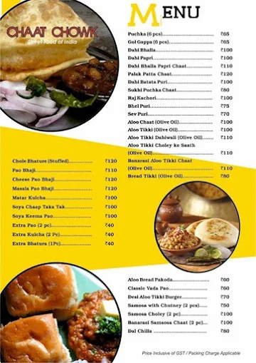 Chaat Chowk menu 