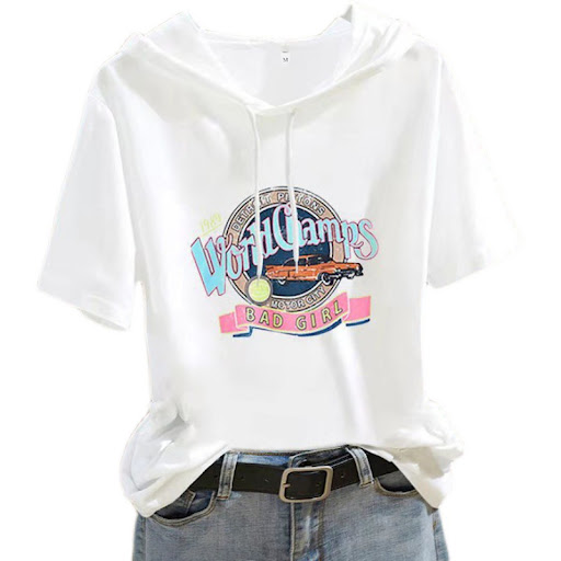 Title 5, Short-sleeved Womens Western Style Hooded Top ...