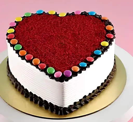 Heart Shape Red Velvet Gems Cake [500 Gms]