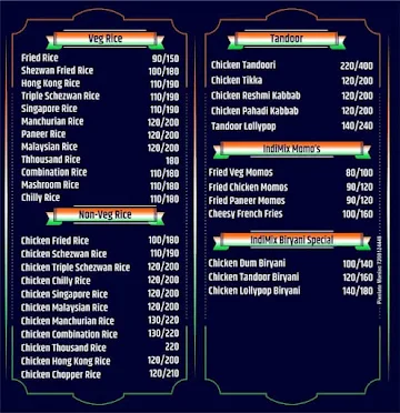 Indi Mix menu 