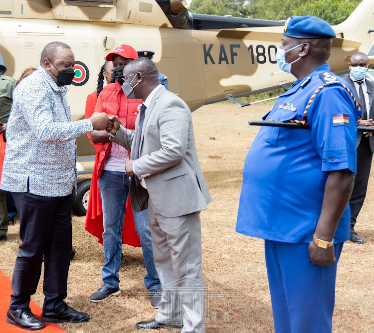 His Excellency President Uhuru Kenyatta arrives at Sagana State Lodge for his meeting with Mt Kenya delegates on February 23, 2022.