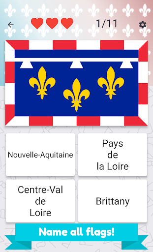 France Regions  -  flags, maps & capitals