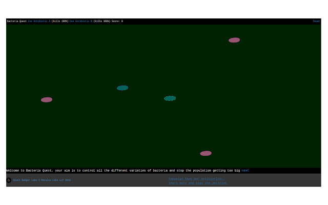 Black Badger Labs: Bacteria Quest chrome extension