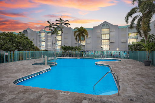 Prestige property for sale in Key West (United States) - Outdoor swimming pool with building and palm trees