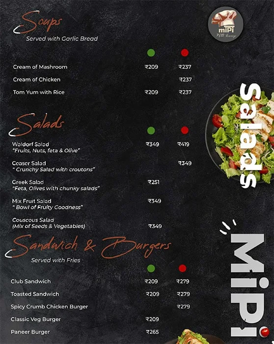 Mipi Lounge menu 