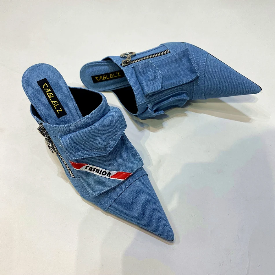 Nieuwe High Heel Slippers met Spitse Neus