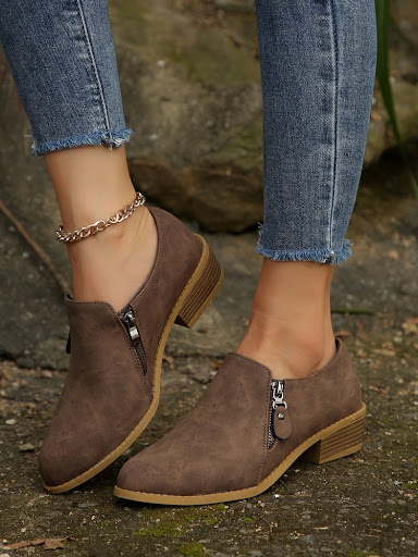 Title 10, Plus Size New Side Zipper Square Heel Commuter ...
