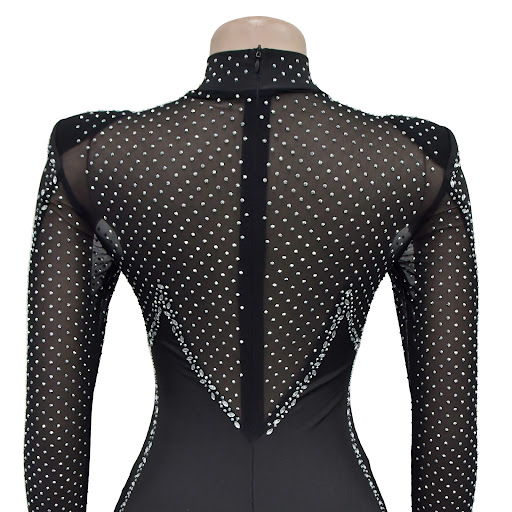 Title 8, Womens Wear Pure Color Mesh Rhinestone Long-sl...