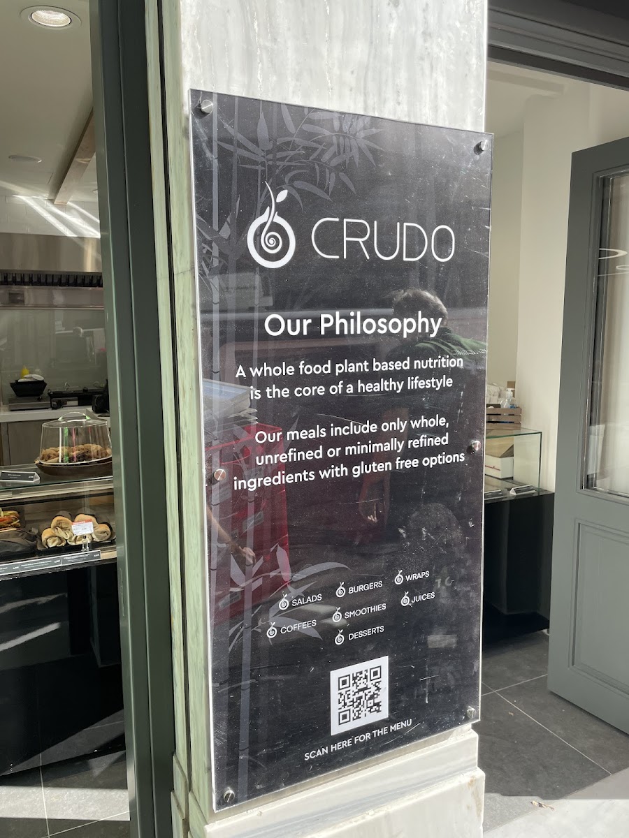 CRUDO gluten-free menu