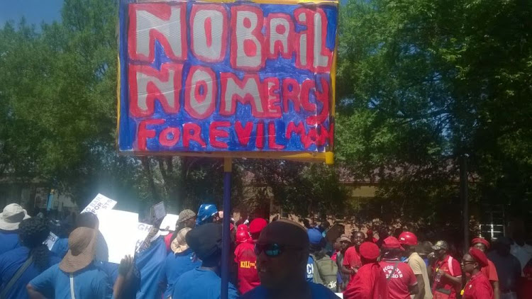 Protesters chanted "Kill the boer‚ kill the farmer" outside the Bronkhorstpruit magistrate's court on Thursday ahead of the appearance of a man who allegedly raped his domestic worker.