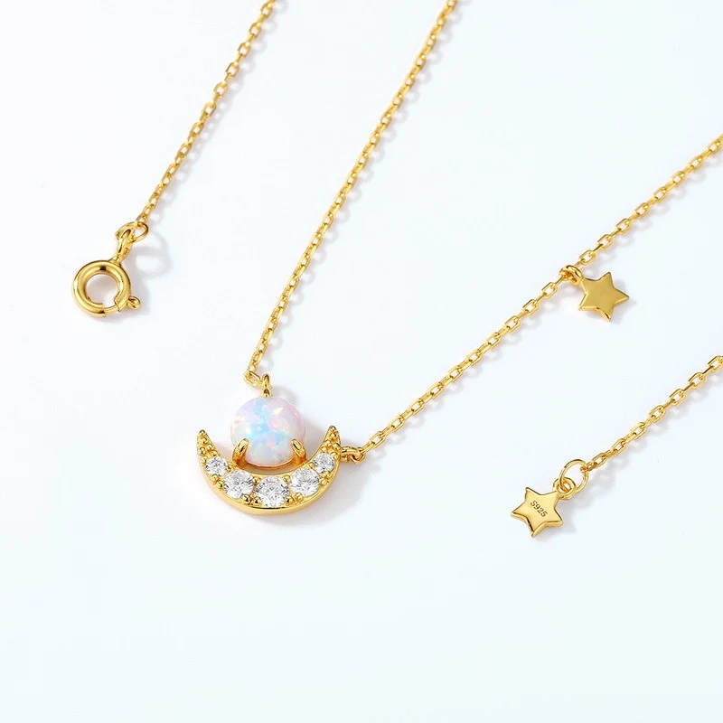 Title 5, Collier en argent 925 avec opale synthétique, é...