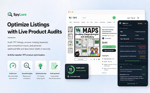 SpyLore — TPT Keyword Research & SEO Tool screenshot 3