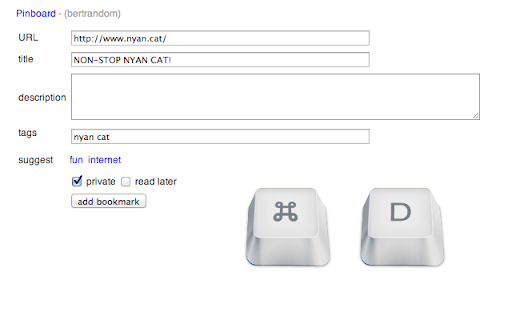 Pinboard Keyboard Shortcut