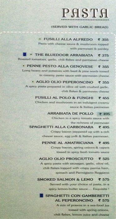 Menu Of The Blue Door Cafe Khan Market New Delhi Magicpin