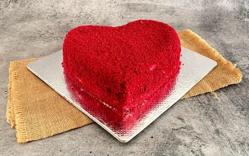 Anniversary Red Velvet Heart Cake Eggless