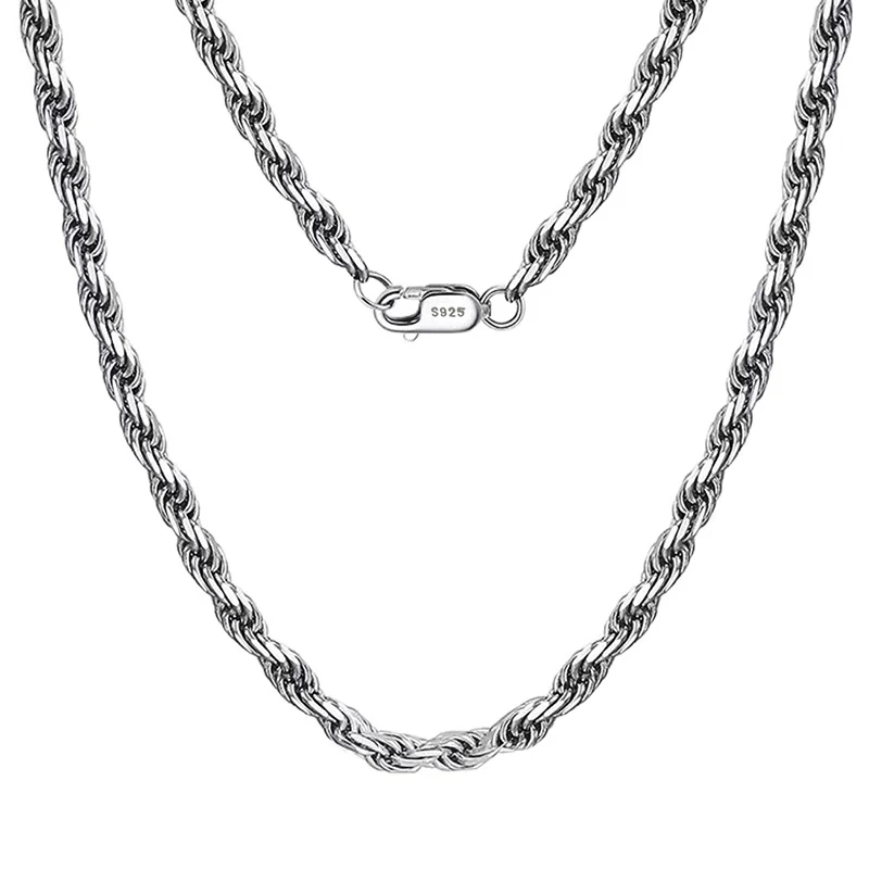 Colar de prata esterlina S925 com design torcido. Adicione um toque elegante e moderno ao seu visual com este colar sofisticado e duradouro.