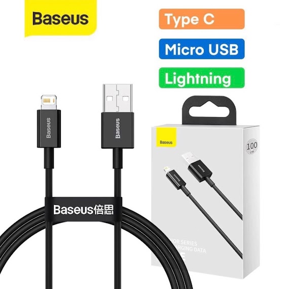 Dây Sạc Nhanh Chính Hãng Baseus Cổng Ios Micro Usb Type C Ko Bọc Dù - Cáp Dài 2M Và 1M Cho Samsung Iphone