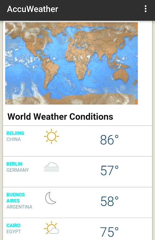 Android application AccuWeather screenshort