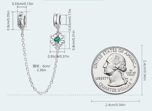Title 6, Sterling Silver Clover Silicone Positioning Saf...