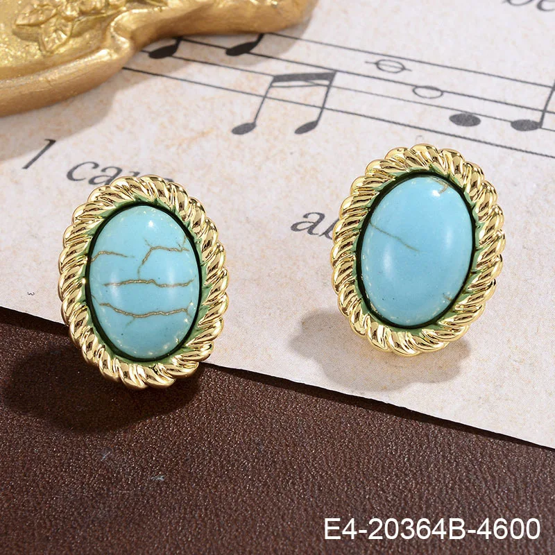 Hoogwaardige Retro Koper Gevlochten 18K Turkoois Oorbellen – Klassieke elegantie en vintage design voor een stijlvolle uitstraling