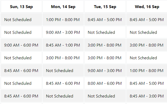 Zenoti Weekly Schedule Viewer Preview image 1