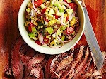 Chile Flank Steak with Grilled-Corn Pico de Gallo was pinched from <a href="http://www.bhg.com/recipe/chile-flank-steak-with-grilled-corn-pico-de-gallo/" target="_blank">www.bhg.com.</a>