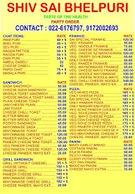 Shiv Sai Bhelpuri menu 1