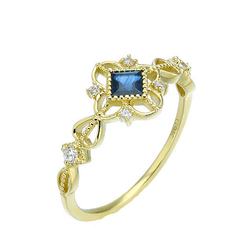 Title 4, Sapphire Japanese Vintage Hollow Simple Ring