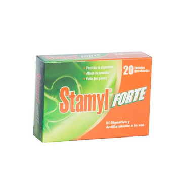 Stamyl Forte Pancreatina + Simeticona 300mg/100mg Caja x 20 Tabletas  