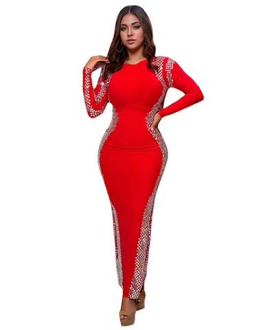Robe longue femme manches longues d - 2
