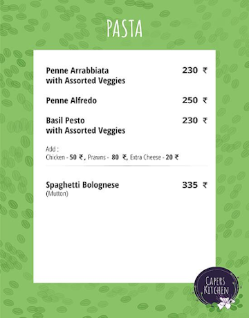 Capers Kitchen menu 